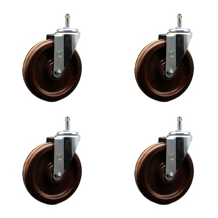 Service Caster 6'' High Temp Phenolic Wheel Swivel 7/16'' Grip Ring Stem Caster Set, 4PK SCC-GR20S615-PHRHT-716138-4